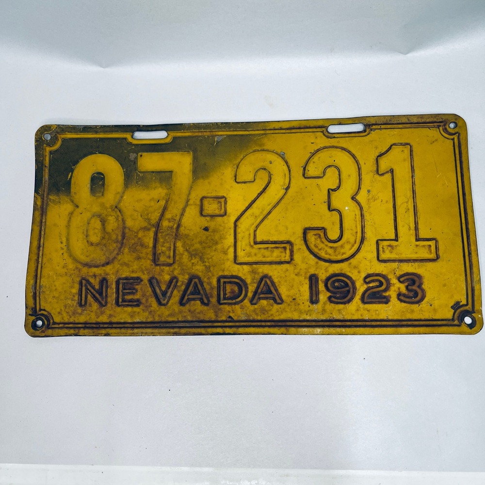 1923 Nevada License Plate As Found
